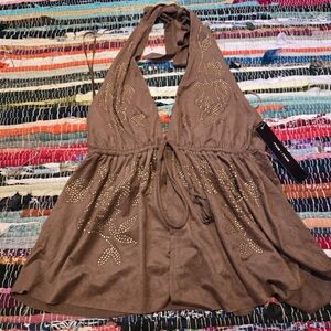 Y2k Tank Top Halter Top  Rhinestone Floral Tank Top Y2k Top Viral Tiktok